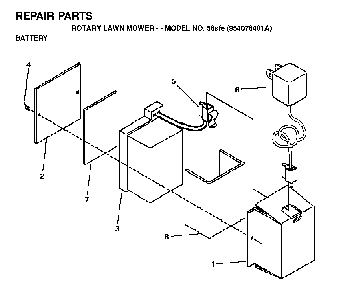 Battery Diagram and Parts List for 56SFE (954076401A)(1995-09) Husqvarna Lawn Mower