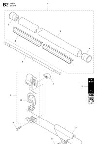 Shaft Diagram and Parts List for 135R  Husqvarna Brush Cutter
