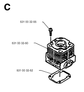 Cylinder Diagram and Parts List for 140B 19952700001-19960900000 Husqvarna Leaf Blower / Vacuum
