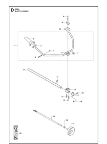 Shaft And Handle Diagram and Parts List for 326LDX 20091800001-Current Husqvarna Edger