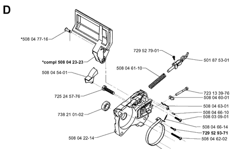 Chain Brake Diagram and Parts List for 1600 19984000001-Current Husqvarna Chainsaw