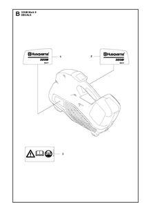 Decals Diagram and Parts List for 320IB Mark II Husqvarna Leaf Blower / Vacuum