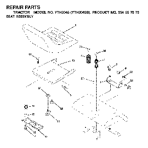 Seat Diagram and Parts List for YTH2046B (954567079)(2001-01) Husqvarna Lawn Tractor