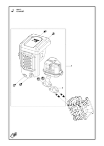 Exhaust Diagram and Parts List for HH212 596210001-596210002 Husqvarna Engine