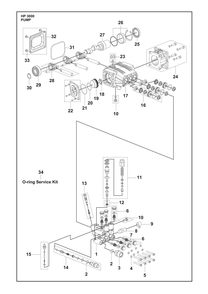 Water Pump Diagram and Parts List for HP3000  Husqvarna Pressure Washer