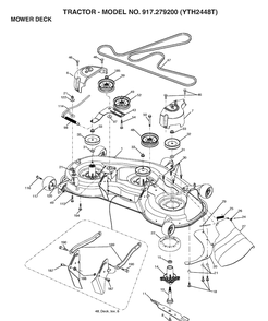 Mower Deck / Cutting Deck Diagram and Parts List for YTH2448T (917279200)(2006-01) Husqvarna Lawn Tractor