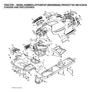 Chassis And Enclosures Diagram and Parts List for YTH20F42T (960450002-00)(2006) Husqvarna Lawn Tractor