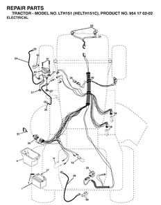 Electrical Diagram and Parts List for LTH151 (HELTH151C)(2004-09) Husqvarna Lawn Tractor