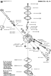 Carburetor Diagram and Parts List for 323HD60 20022200001-20062300000 Husqvarna Hedge Trimmer