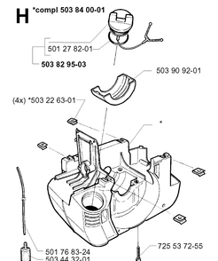 Crankcase Diagram and Parts List for 225L 19970500001-20004000000 Husqvarna Edger