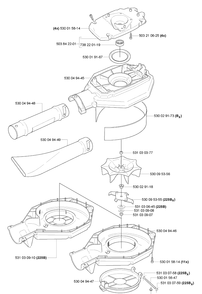 Housing/ Impeller / Tubes Diagram and Parts List for 225B 2006-09 Husqvarna Leaf Blower / Vacuum