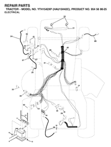 Electrical Diagram and Parts List for YTH1542XP (954568625-C)(2003-01) Husqvarna Lawn Tractor