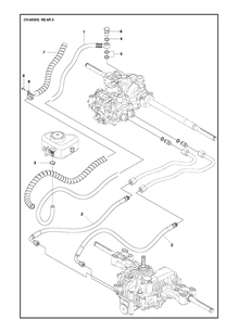 Chassis Rear Diagram and Parts List for R316TS AWD Husqvarna Lawn Mower