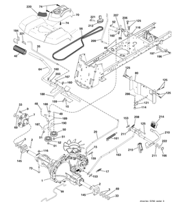 Drive Diagram and Parts List for 2748GLS (96043006500)(2008-12) Husqvarna Lawn Mower
