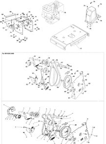 Chassis, Engine And Pulleys Diagram and Parts List for ST330  Husqvarna Snow Blower