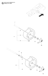 Wheels And Tires Diagram and Parts List for R175 (965104901)(2008-06) Husqvarna Lawn Tractor