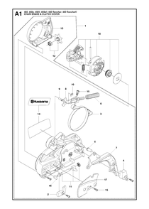 Chain Brake And Clutch Cover 2 Diagram and Parts List for 450RANCHERII  Husqvarna Chainsaw