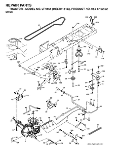 Drive Diagram and Parts List for LTH151 (HELTH151C)(2004-09) Husqvarna Lawn Tractor