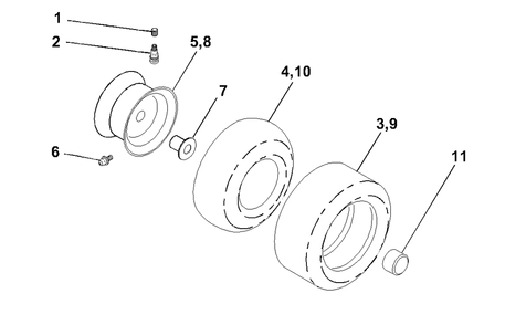 Wheels And Tires Diagram and Parts List for YTH1746 (954567055-B)(2001-01) Husqvarna Lawn Tractor