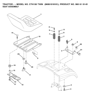 Seat Diagram and Parts List for CTH150 (96061018101)(2008-07) Husqvarna Lawn Tractor