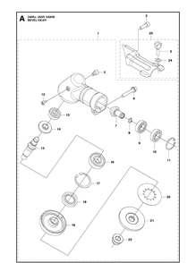Bevel Gear Diagram and Parts List for 243R 20121000001-Current Husqvarna Brush Cutter