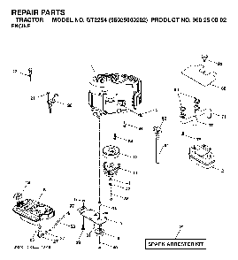 Engine Diagram and Parts List for GT2254 (96025000202)(2005-06) Husqvarna Lawn Tractor
