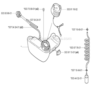 Fuel_Tank Diagram and Parts List for 323L 2005-05 Husqvarna Trimmer