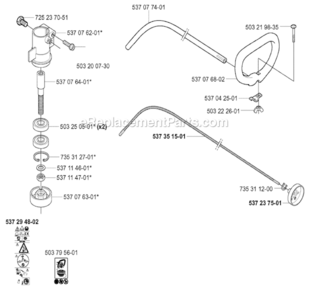Bevel_Gear_And_Shaft Diagram and Parts List for 323L 2005-05 Husqvarna Trimmer
