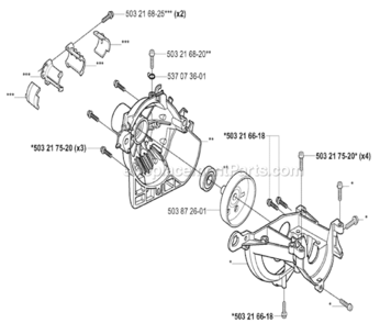 Crankcase_And_Clutchdrum Diagram and Parts List for 323L 2005-05 Husqvarna Trimmer