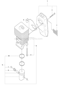 Cylinder_Piston_And_Muffler Diagram and Parts List for 323L 2008-03 Husqvarna Trimmer