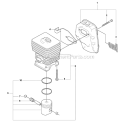 Cylinder Piston And Muffler Diagram and Parts List for 323L  Husqvarna Hedge Trimmer