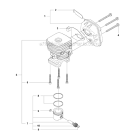 Cylinder Piston  Muffler Diagram and Parts List for 323RII 2009-10 Husqvarna Brush Cutter