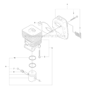 Cylinder Piston  Muffler Diagram and Parts List for 323RJ 2008-03 Husqvarna Brush Cutter