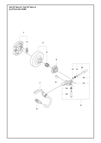 Clutch And Oil Pump Diagram and Parts List for T540XPMARKIII  Husqvarna Chainsaw
