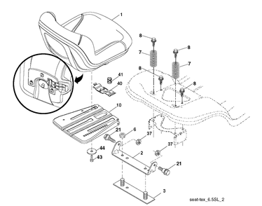Seat Diagram and Parts List for YTH24V48LS (96048001402)(2012-08) Husqvarna Lawn Tractor