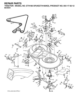 Mower Deck / Cutting Deck Diagram and Parts List for CTH180XP (HECTH180KD)(2004-09) Husqvarna Lawn Tractor