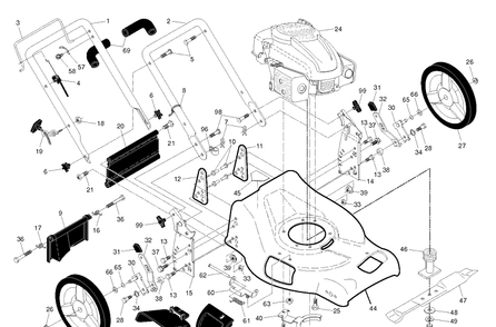 Frame And Engine Diagram and Parts List for 7021374082 2010-01 Husqvarna Lawn Mower