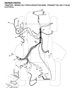 Electrical Diagram and Parts List for YTH210XP (HEYTH210KB)(2004-01) Husqvarna Lawn Tractor