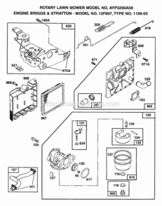 Page B Diagram and Parts List for 3256A59 1999 And Before Husqvarna Lawn Mower