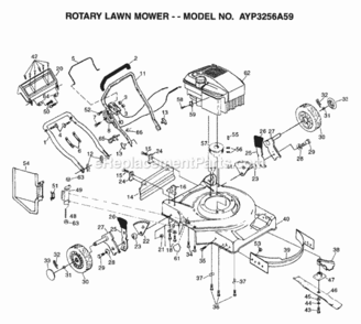 Page G Diagram and Parts List for 3256A59 1999 And Before Husqvarna Lawn Mower