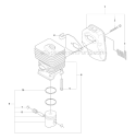 Cylinder Piston  Muffler Diagram and Parts List for 325RJX 2008-03 Husqvarna Brush Cutter