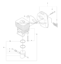Cylinder Piston  Muffler Diagram and Parts List for 325RX 2008-03 Husqvarna Brush Cutter