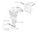 Cylinder Piston  Muffler Diagram and Parts List for 326RJX 2006-04 Husqvarna Brush Cutter