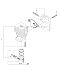 Cylinder Piston  Muffler Diagram and Parts List for 326RJX 2009-05 Husqvarna Brush Cutter