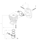 Cylinder Piston  Muffler Diagram and Parts List for 326RX 2009-05 Husqvarna Brush Cutter
