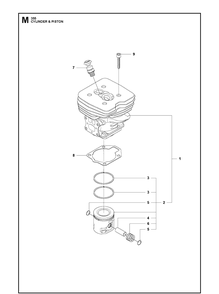 Cylinder Piston Diagram and Parts List for 355FXT  Husqvarna Brush Cutter
