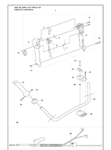 Throttle Controls Diagram and Parts List for 345FR 2008-05 Husqvarna Brush Cutter