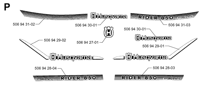 Housing Diagram and Parts List for R850HST 1997-03 Husqvarna Lawn Tractor