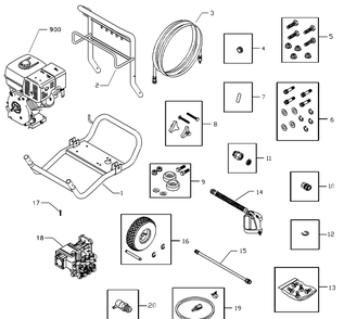 Main Unit Diagram and Parts List for 1906-1  Husqvarna Pressure Washer