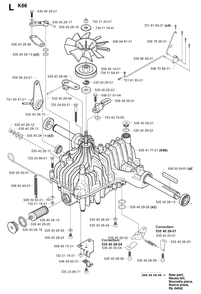 Transmission Diagram and Parts List for PF21 2002-03 Husqvarna Lawn Tractor